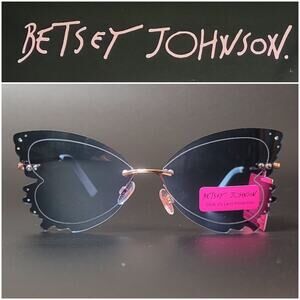Betsey Johnson Blue Gold Take Flight Butterfly Fairy Princess Sunglasses NWT‎